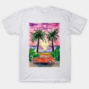 Vintage Car Beach Promenade T-Shirt